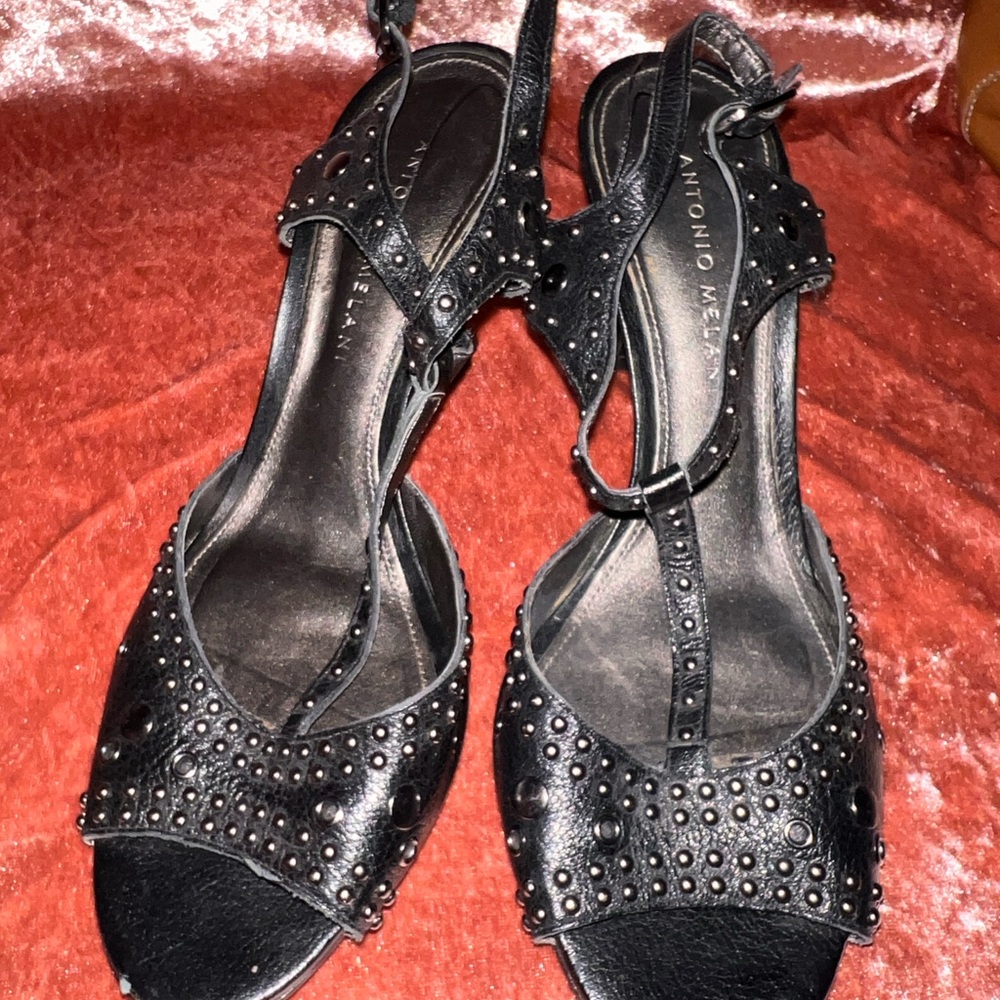 Antonio Melani Black Studded Heels -Size 7.5